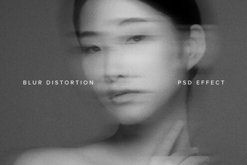 Blurred portrait of woman with soft face blur distortion applied