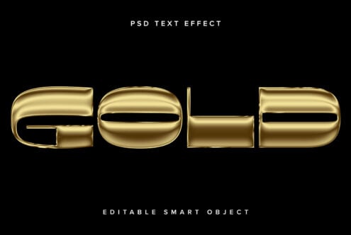 Gold text effect on black background PSD editable smart object for designers high-quality graphics mockup ideal for templates and creative projects.