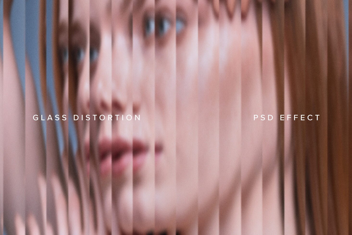 Blurred portrait effect through glass distortion in PSD format ideal for designers seeking unique graphics and mockup enhancements.