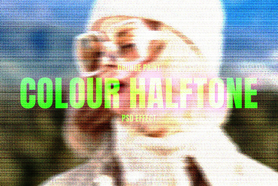 Bright green text overlaid on pixelated photo with heavy digital glitch effect