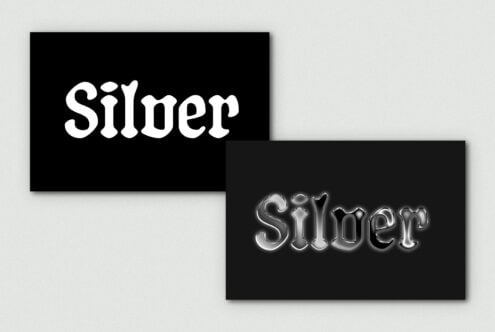 Dual silver text styles on black background showcasing bold typography design. Ideal for graphic templates and text effects for designers.