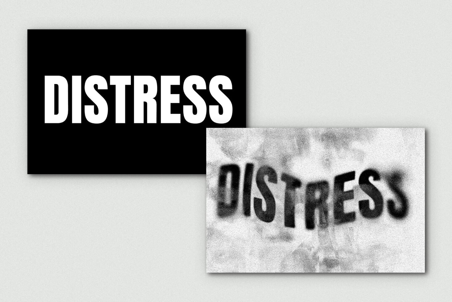 Distress text effect template with bold and blurred styles for graphic design projects. Ideal for creating striking visual impact in digital assets.