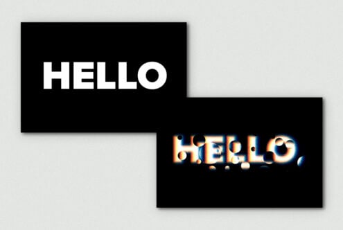 Bold text effect design showing the word HELLO with a black background. Ideal for graphics, typography projects, and digital mockups for designers.