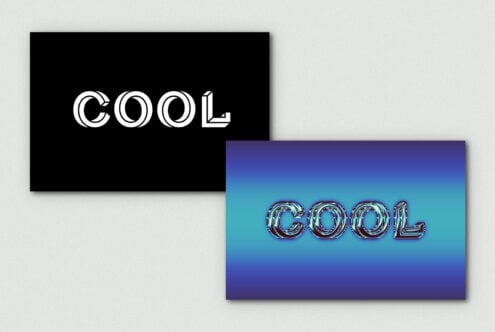Retro striped text style two lines neon glow effect on black