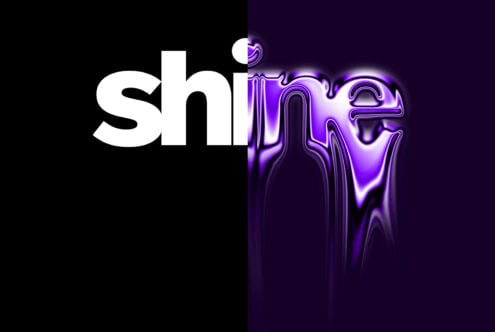 Sleek text effect design half plain white half purple gradient fluid distortion modern typography suitable for graphic designers digital assets marketing