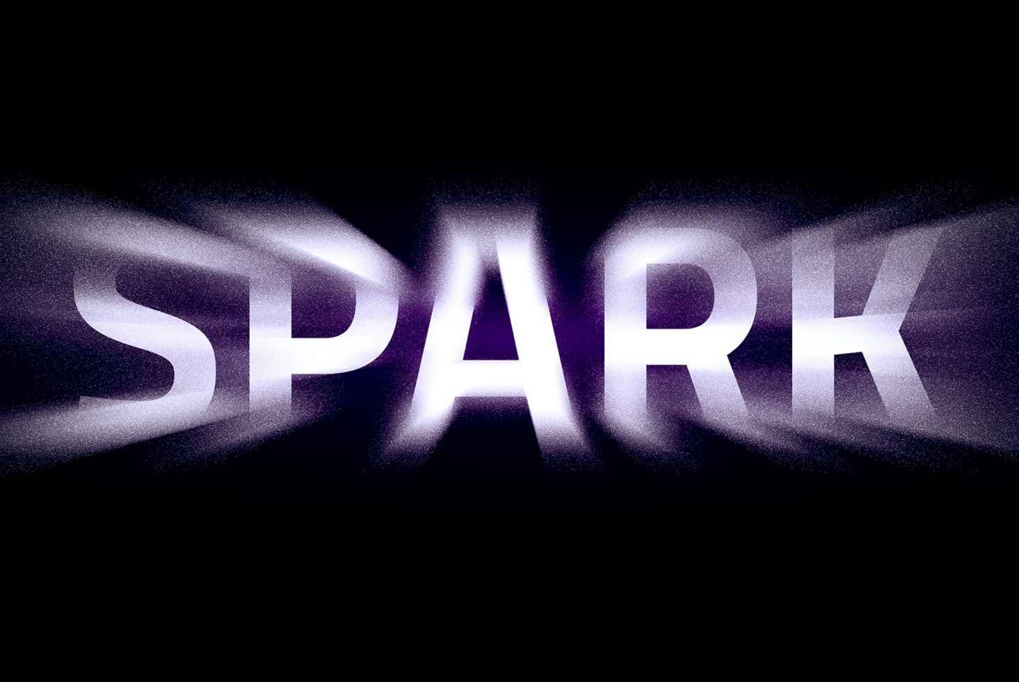 Bold typography design of the word SPARK with glowing effects against a dark background ideal for digital assets and graphic design resources.