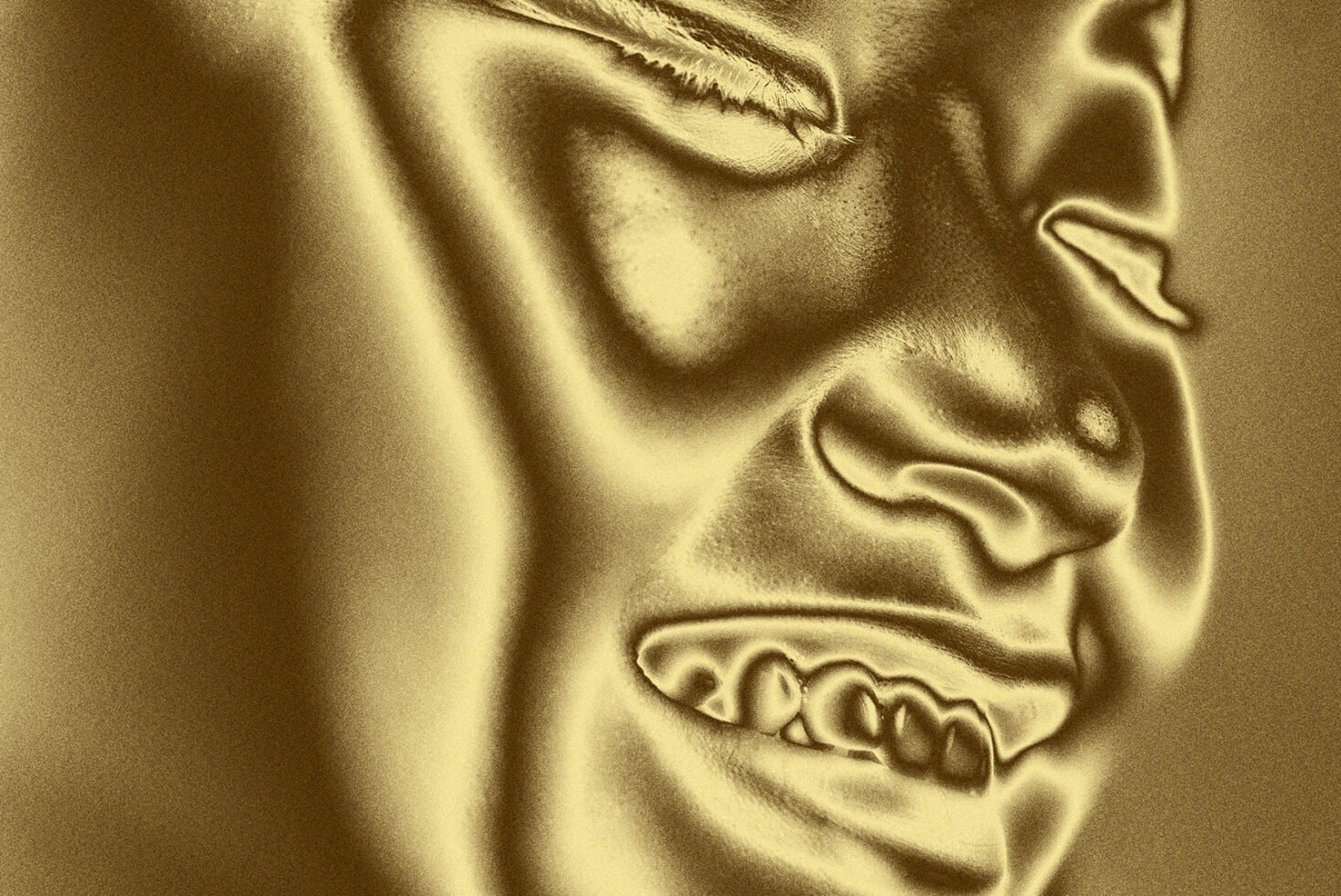 Golden abstract face design with smooth textures for graphic templates digital art mockups and creative projects ideal for designers and artists