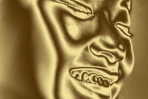 Golden abstract face design with smooth textures for graphic templates digital art mockups and creative projects ideal for designers and artists