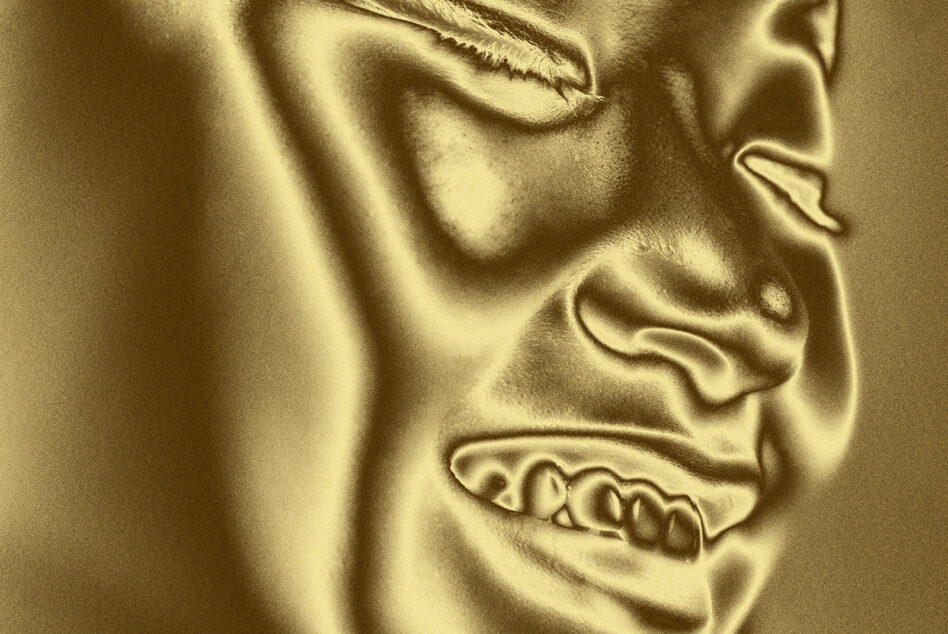 Golden abstract face design with smooth textures for graphic templates digital art mockups and creative projects ideal for designers and artists