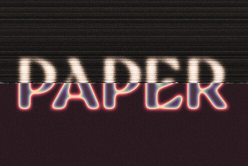 Distorted glitch text effect reading PAPER with a retro aesthetic. Ideal for graphic design, typography mockups, digital templates, visual branding assets.