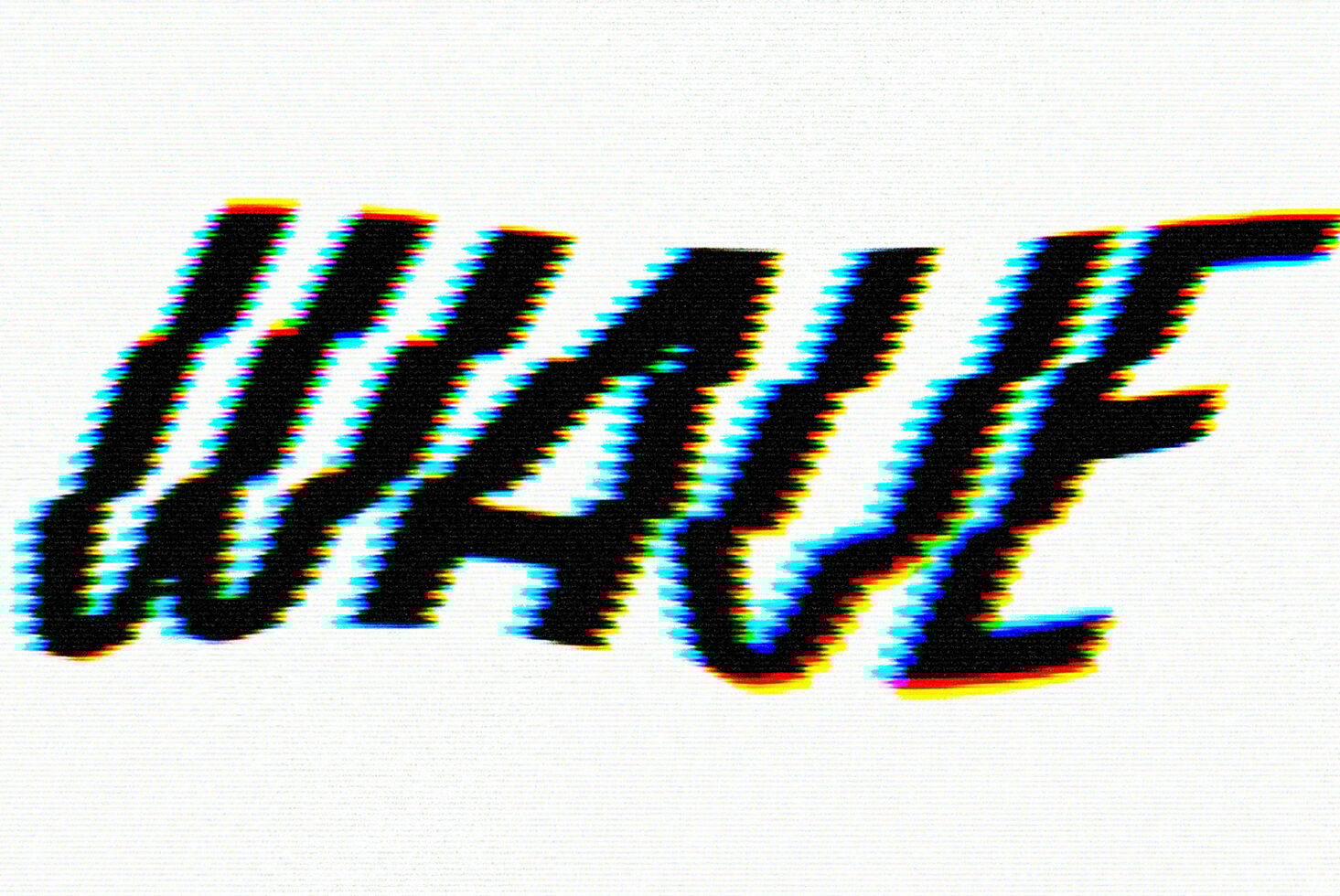 Glitched text design with the word wave in RGB color effect. Perfect for digital graphics, templates, and mockups. Trendy and eye-catching typography.