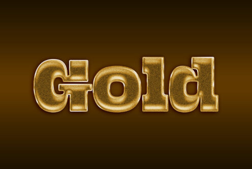 Bold gold text effect on brown background ideal for graphic designers and template creators seeking a luxurious metallic style for branding or artwork.