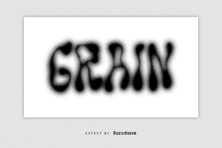 Grain effect typography image for graphic designers featuring bold blurred stencil-style text. Ideal for creative graphics and typography projects.