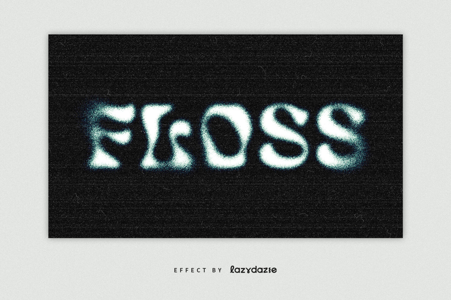 Blurred typography design with the word Floss in white on black background. Perfect for graphic designers seeking unique effects. Digital asset resource.