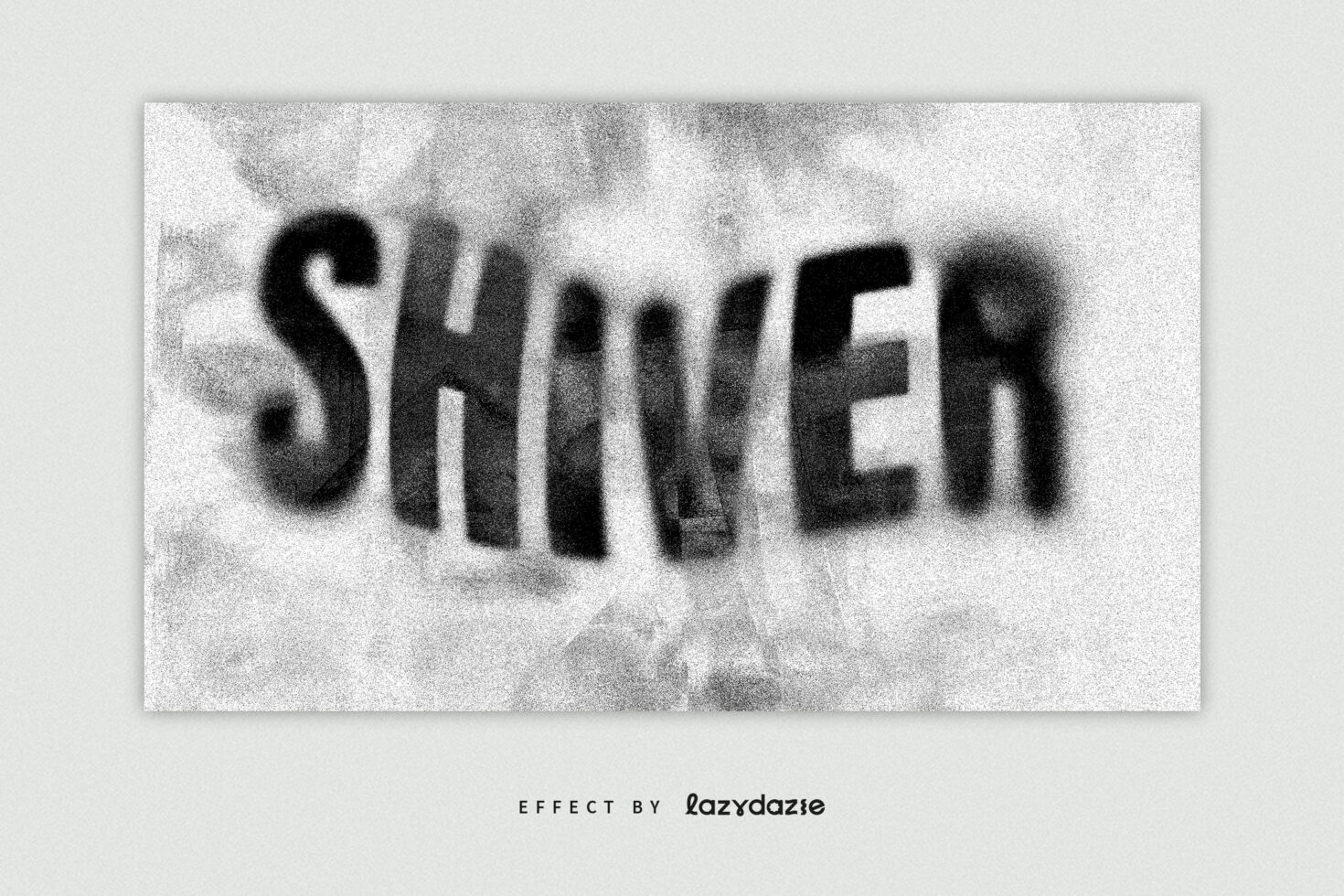 Blurred text effect with speckled texture spelling Shiver. Perfect for designers seeking unique typography, templates, and graphics.