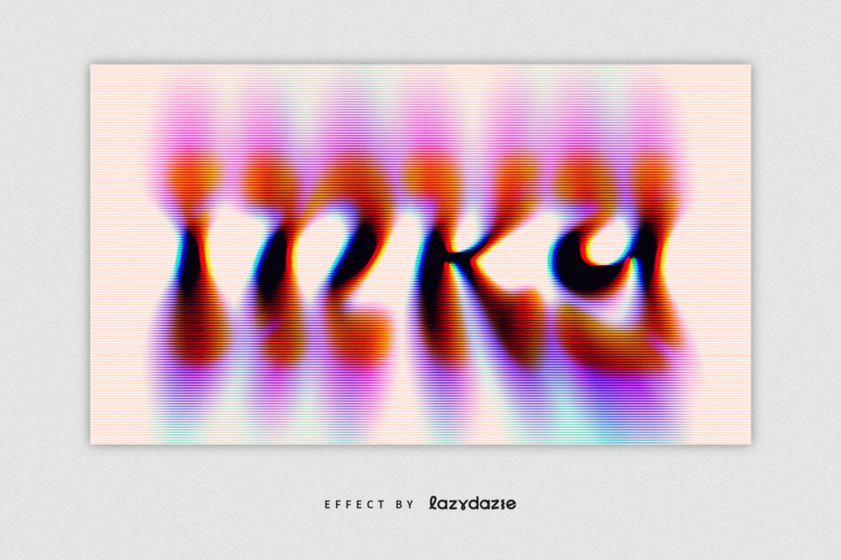 Vibrant scanline glitch text with soft colorful blur halos