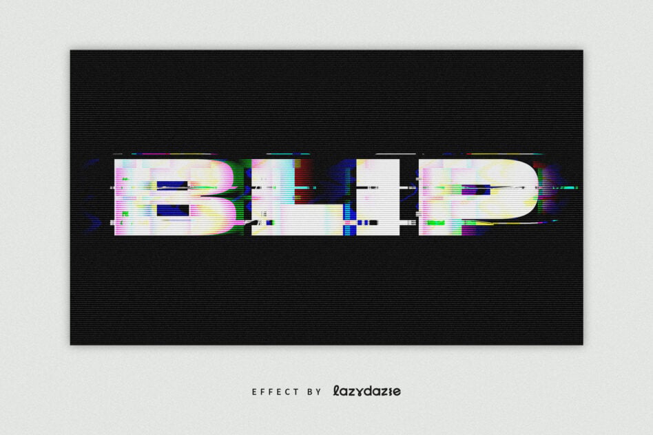 Distorted letters covered in glitch artifacts on dark scan line background
