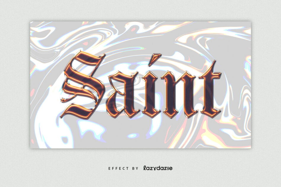 Shiny bronze liquid metal text reading Spirit over flowing iridescent marble backdrop