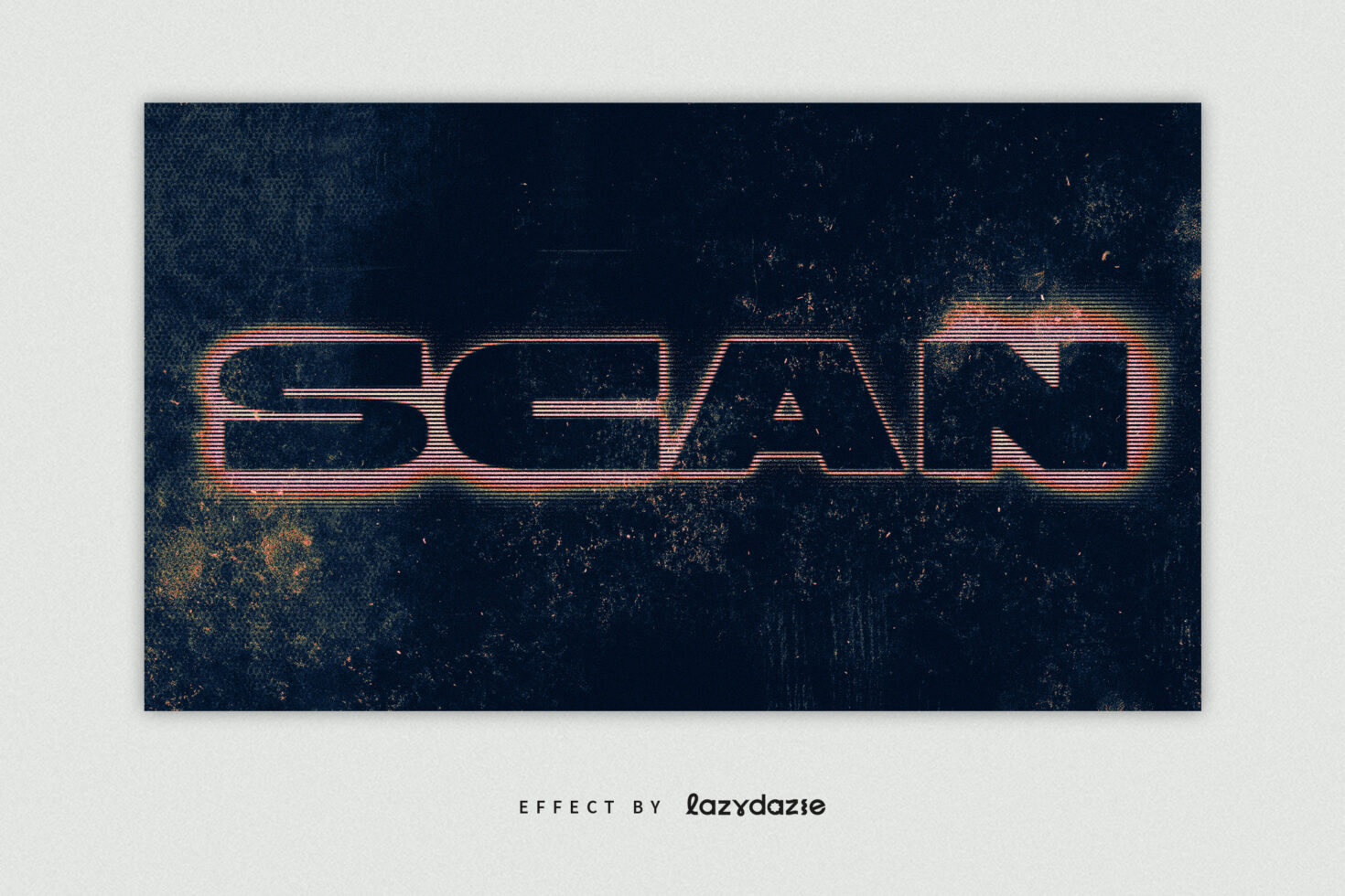 Text effect image featuring the word SCAN in bold, retro style with glitch and noise effects. Ideal for designers seeking digital text effects for graphics.