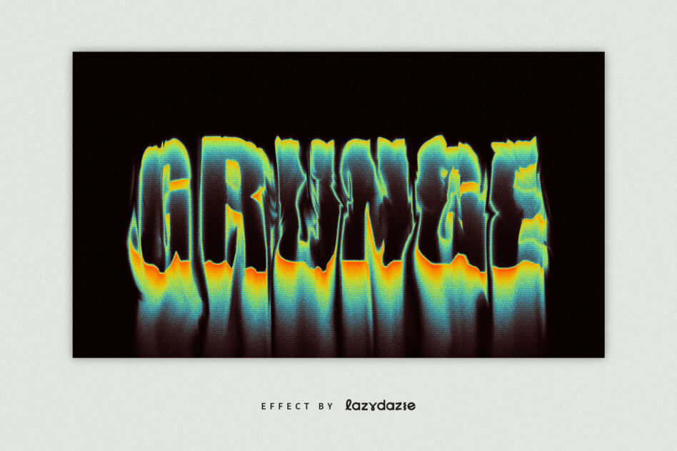 Yellow cyan gradient text with rough pixelated edges