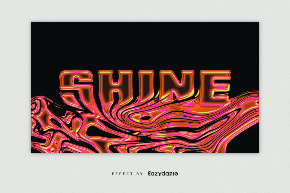 Neon tubing text with liquid color distortion pink orange yellow