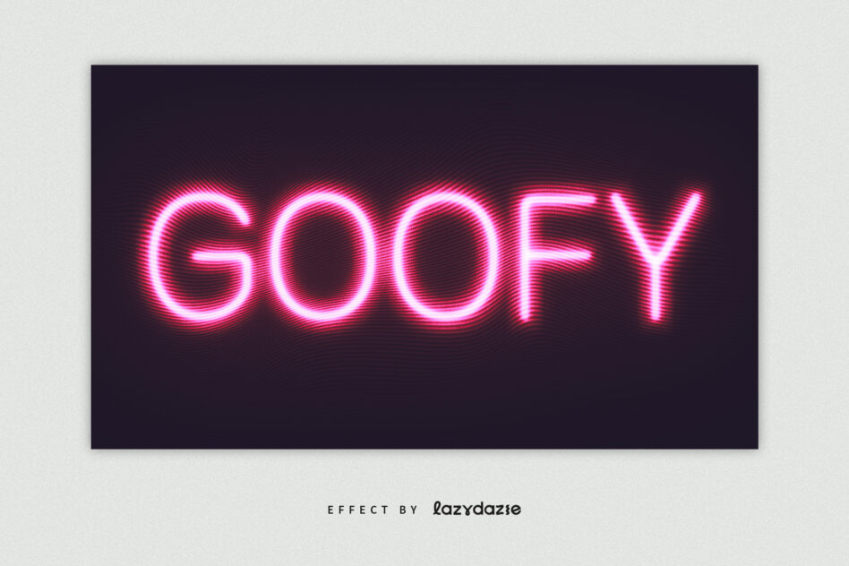 Glowing pink neon GOOFY lettering on dark textured backdrop