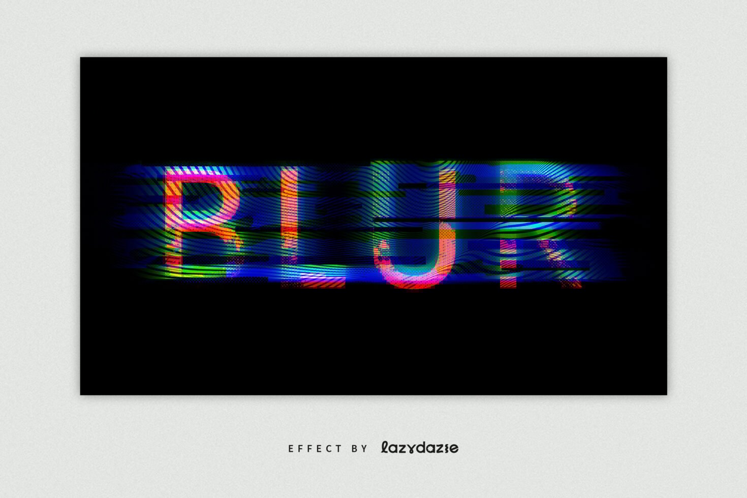 Vibrant glitch text effect with blue red green distortion on black background ideal for designers seeking unique digital typography templates graphics
