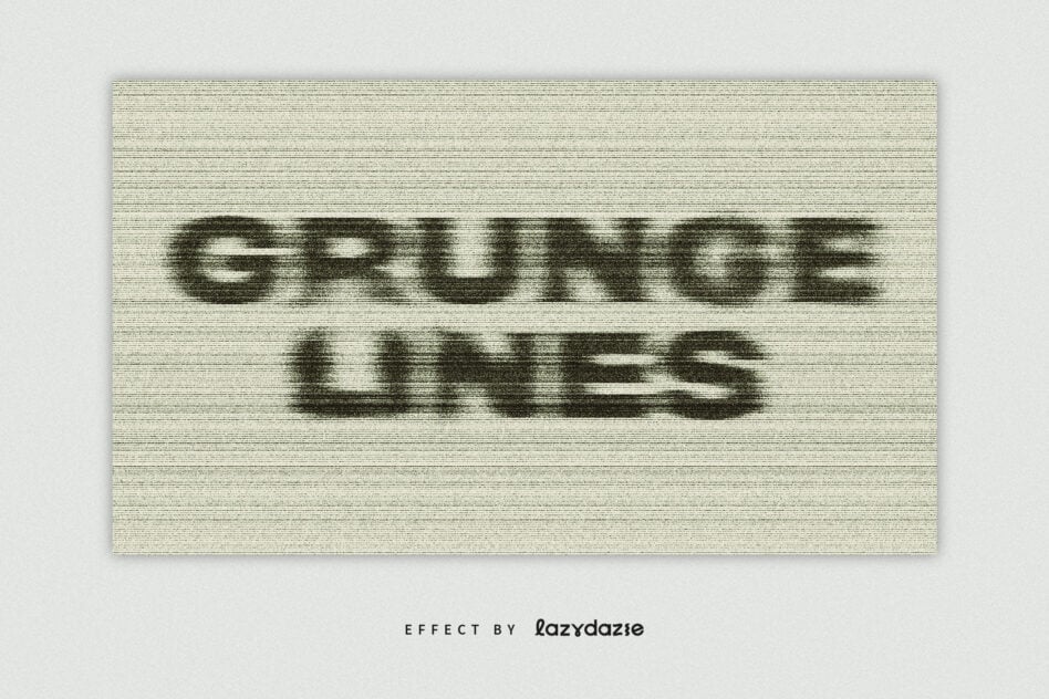 Glitchy scanline text reading GOOD LIES on light beige textured background