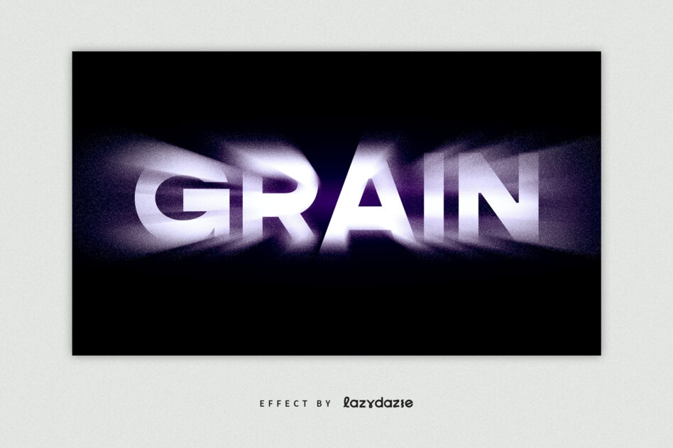 Glowing purple text spelling GRAIN with particle glow effect