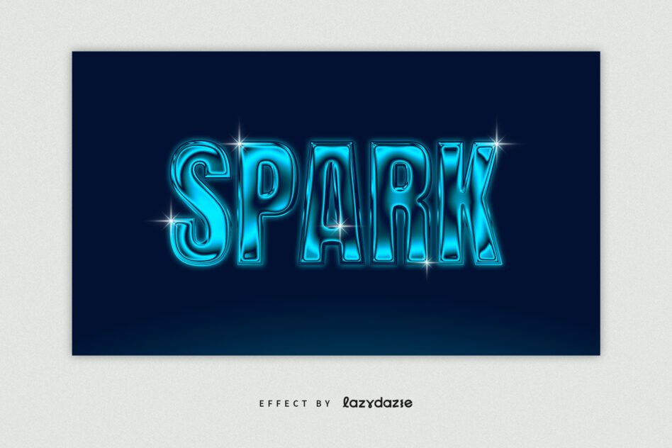 Bright cyan neon tubing effect spelling Spark with starbursts