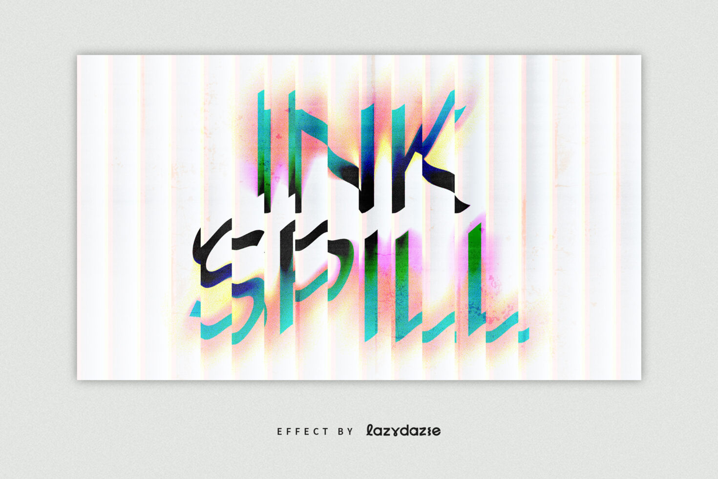 Colorful Ink Spill text effect with vibrant gradient and abstract design. Perfect for creative projects and design templates. Modern graphic resource.