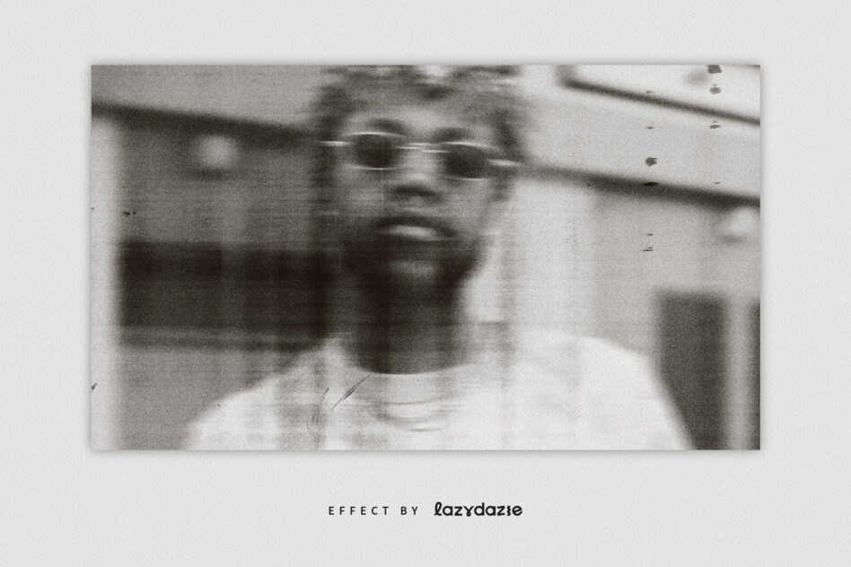 Blurred portrait with heavy grain texture creating moody dreamy effect
