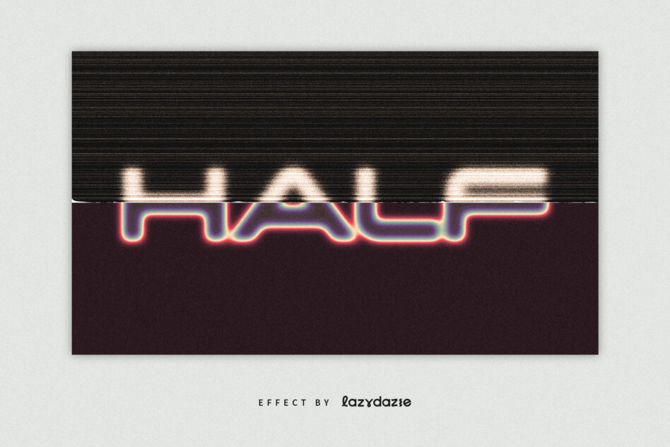 Retro glitch text effect with neon glow on dark background for graphic design assets digital templates typography aesthetics eye-catching visuals