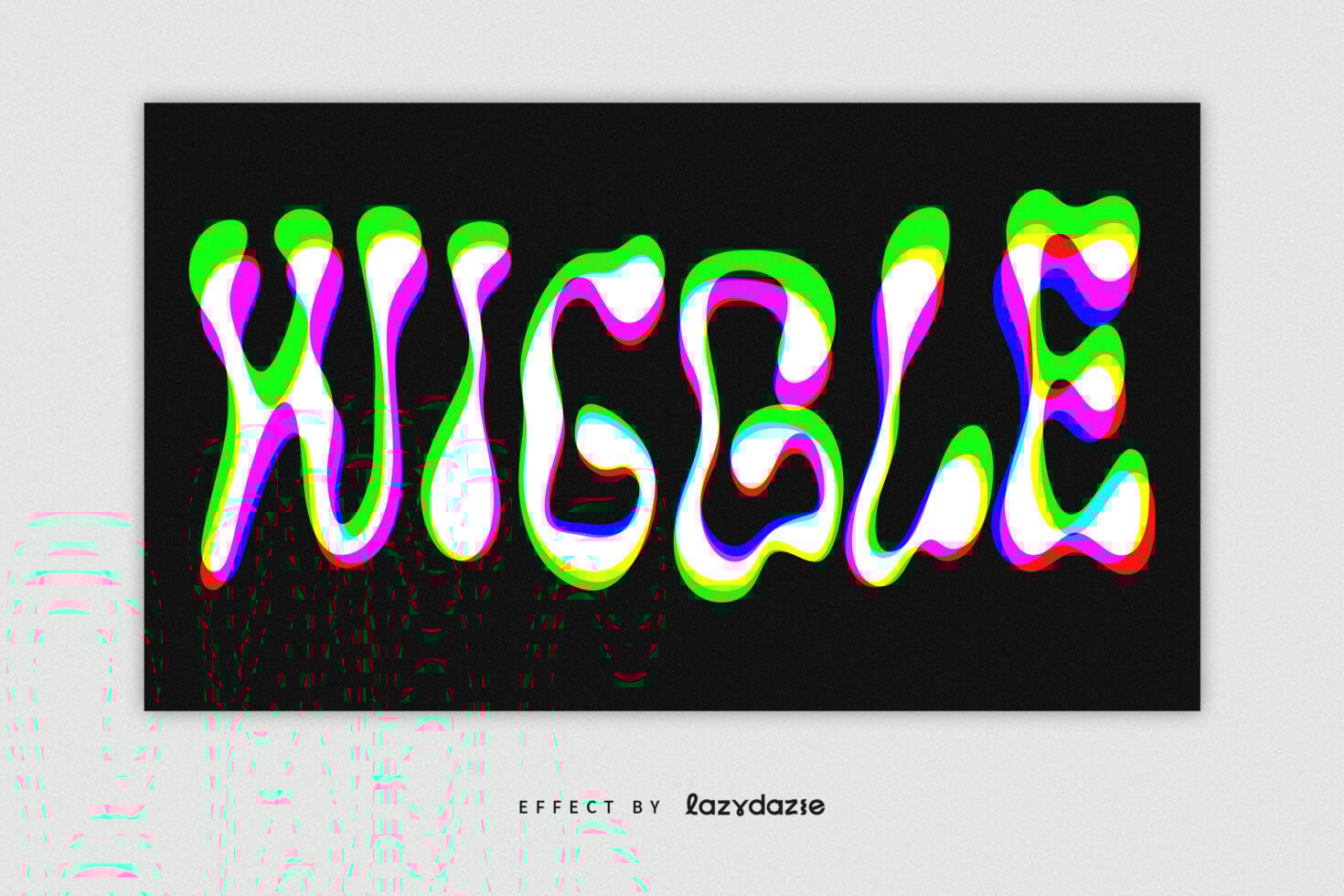 Psychedelic font effect featuring colorful wavy letters on a dark background ideal for graphic design templates and creative typography projects.