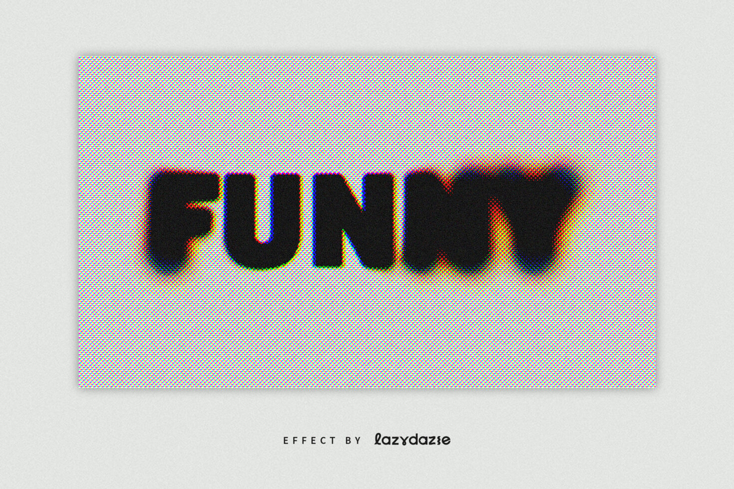 Bold black text reading FUNNY with a vibrant, glitch effect. Perfect for graphic designers seeking unique typography styles and creative text effects.