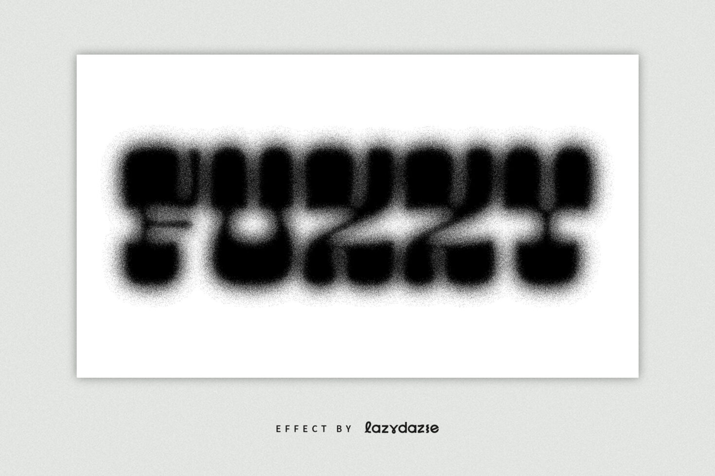 Abstract fuzzy text effect graphic with bold black typography on white background ideal for designers seeking creative font templates and visual assets.
