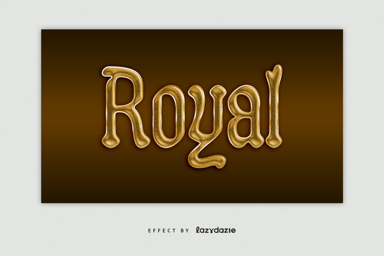 Gold 3D text effect image with the word Royal on a brown background suitable for typographic design templates and graphic elements for designers.