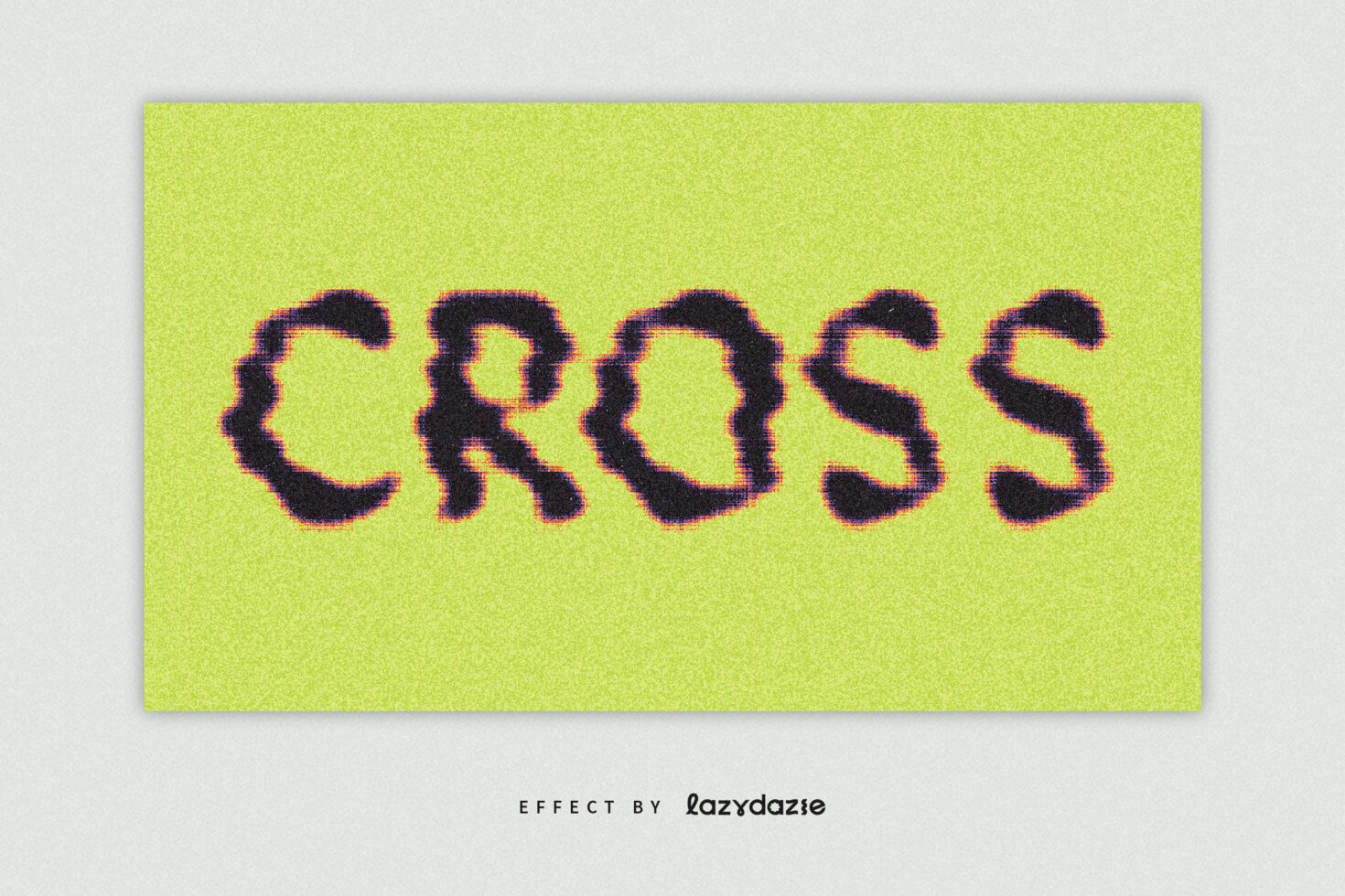 Glitch text effect on yellow green background displaying the word CROSS in bold distorted style suitable for designers looking for unique typography.
