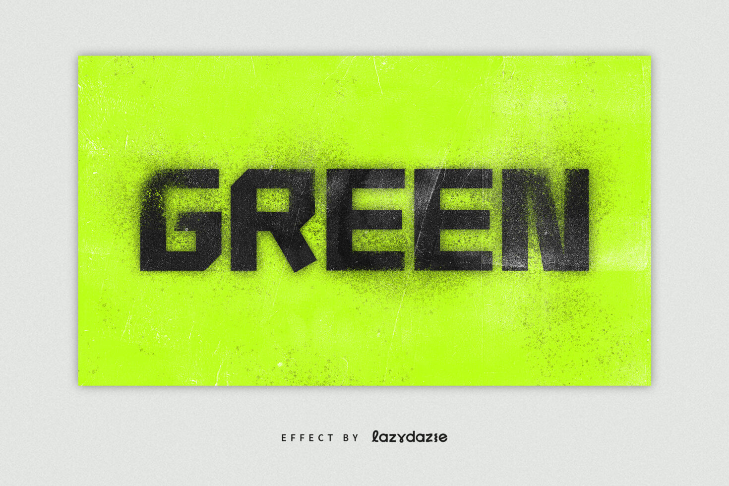 Bold black stencil text GREEN on a neon green textured background. Grunge style graphic template for designers. High contrast vibrant colors.