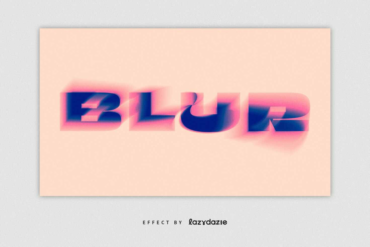 Blur text effect with vibrant pink and blue gradients on a beige background perfect for digital assets fonts graphics design templates and mockups.
