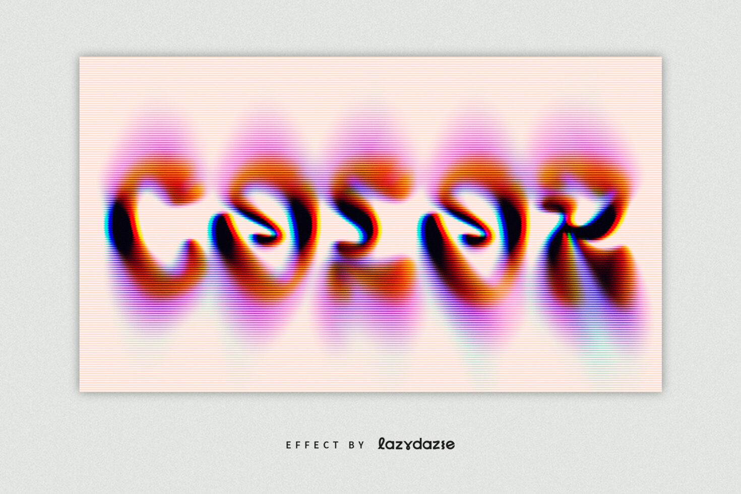 Distorted color typography graphic effect with vibrant hues and a glitch style suitable for digital designers searching for typography assets.