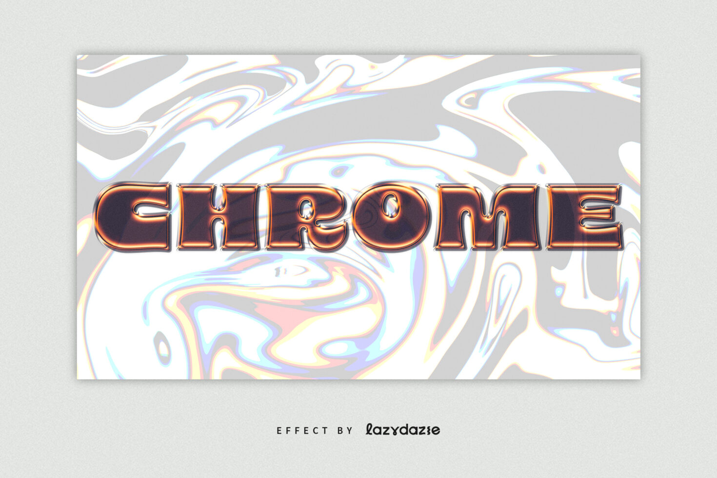 Chrome text effect over a swirling holographic background. Ideal for designers seeking modern fonts graphics for digital projects templates and mockups.