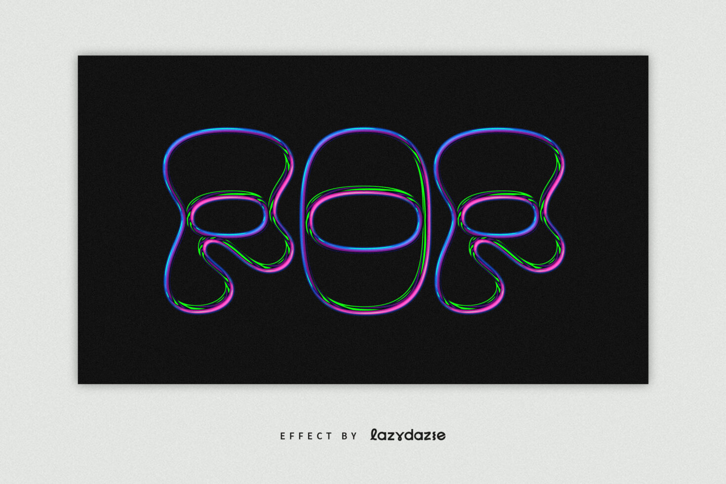 Psychedelic distorted font with vibrant neon colors on black background. Creative text effect ideal for digital graphic design assets and templates.