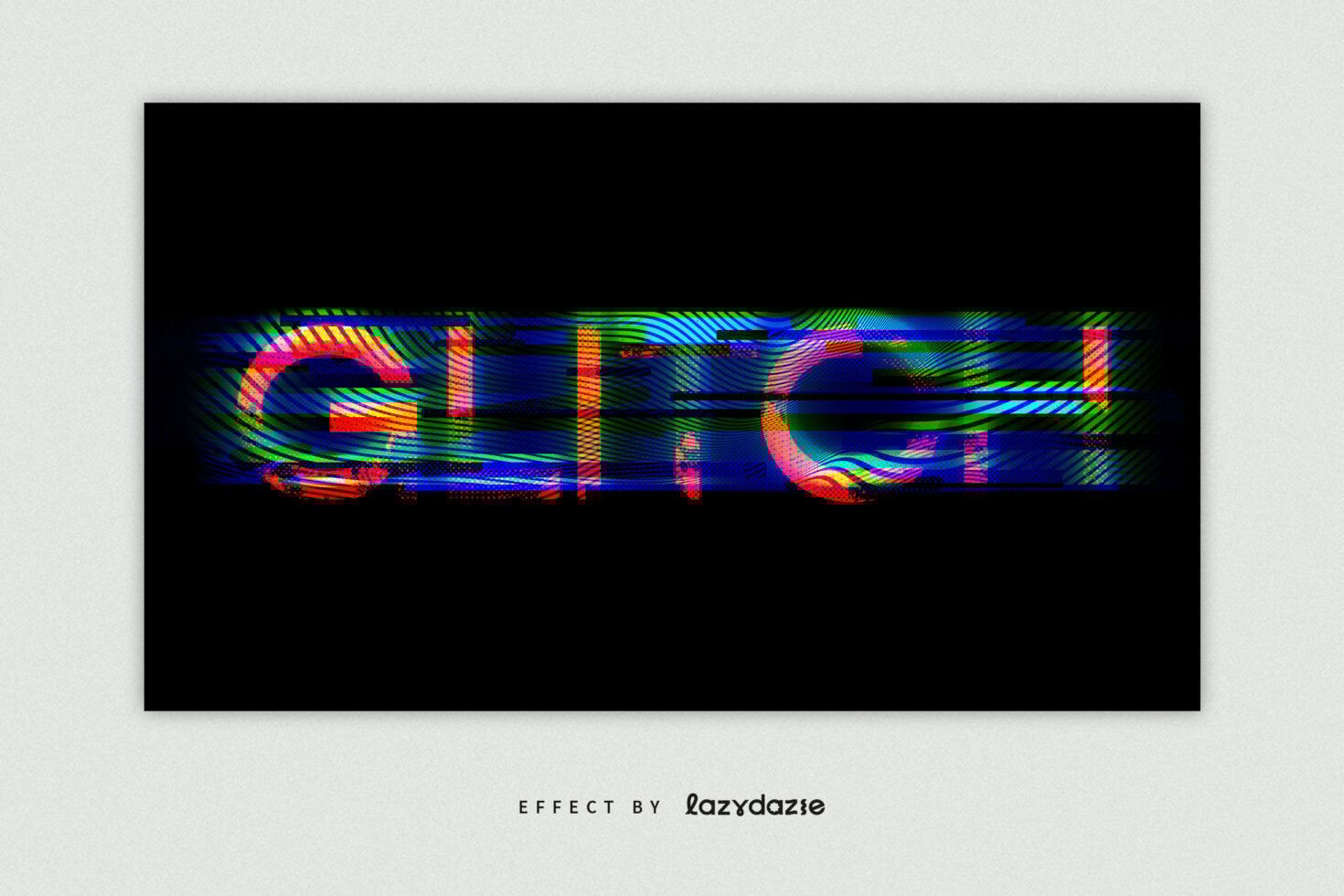 Glitch text effect in vibrant RGB colors on black background, ideal for graphic design projects, digital assets, and creative templates.