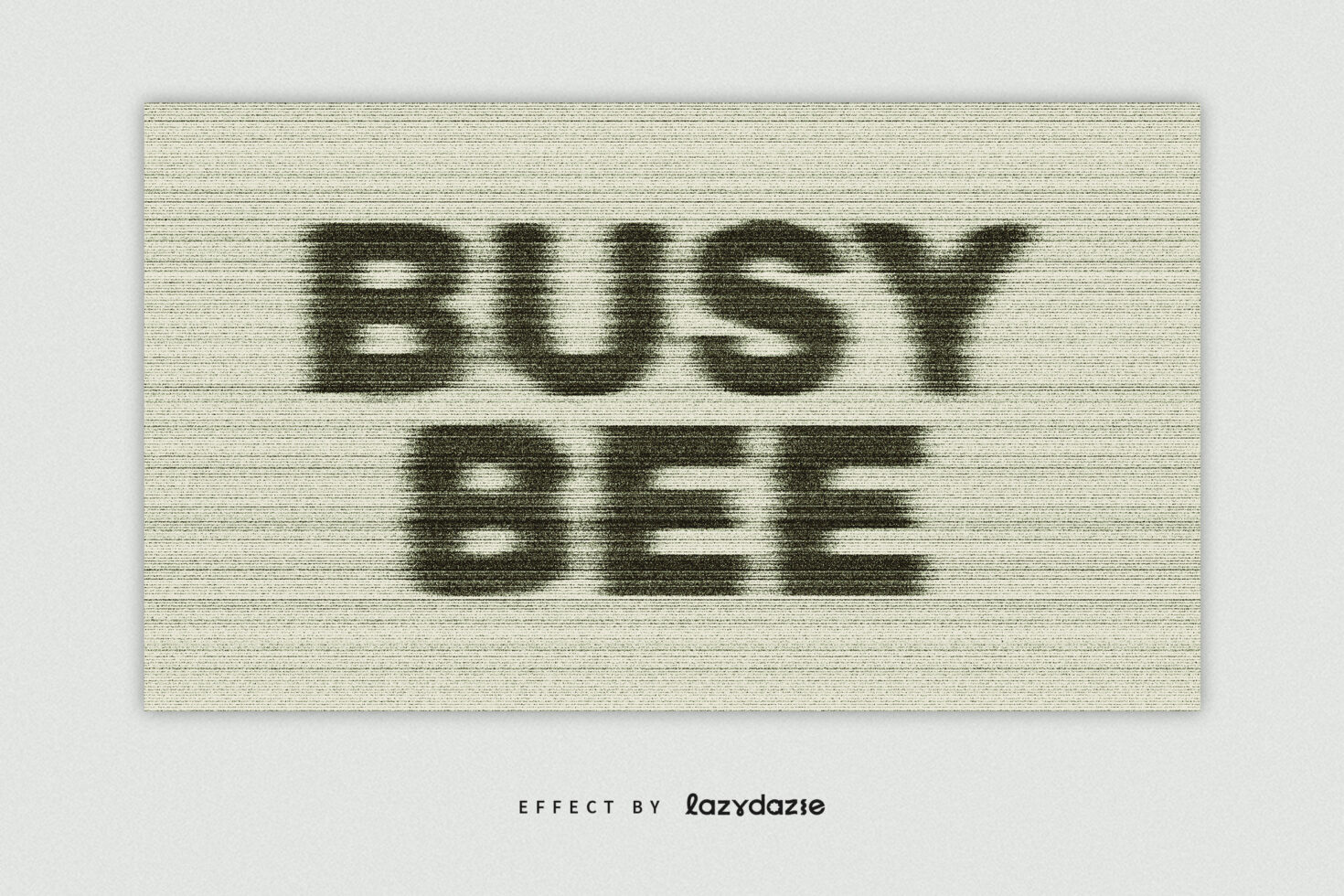 Digital glitch text effect reading BUSY BEE by Lazydaze. Ideal for templates and graphics. Perfect for designers seeking a unique vintage style effect.
