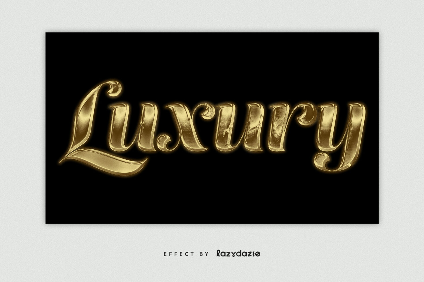 Luxury gold text effect on a black background ideal for graphic designers template use smooth elegant metallic font perfect for branding projects.