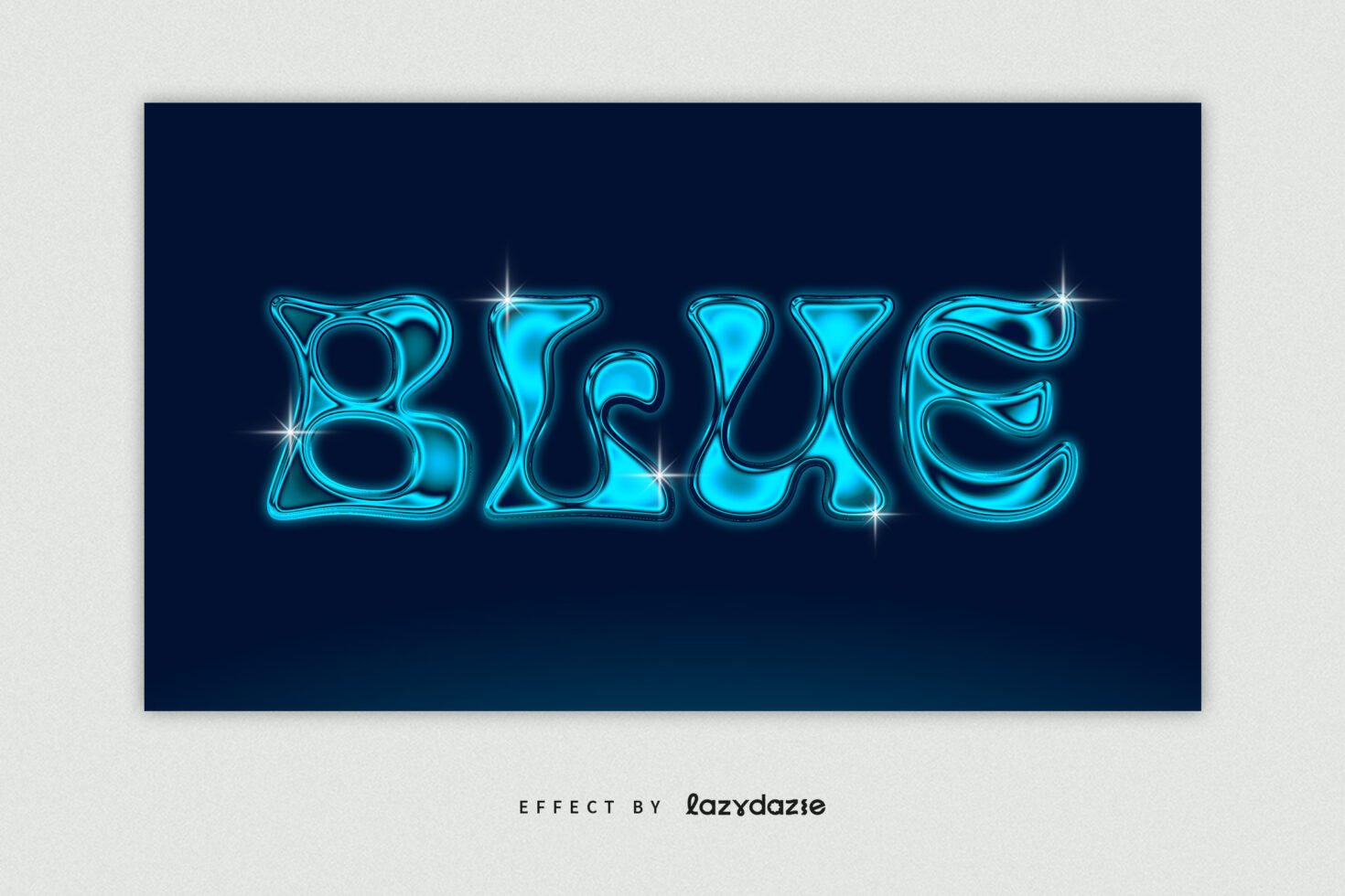 Neon blue liquid text effect template on dark background perfect for designers seeking unique font graphics for creative and modern typography projects.