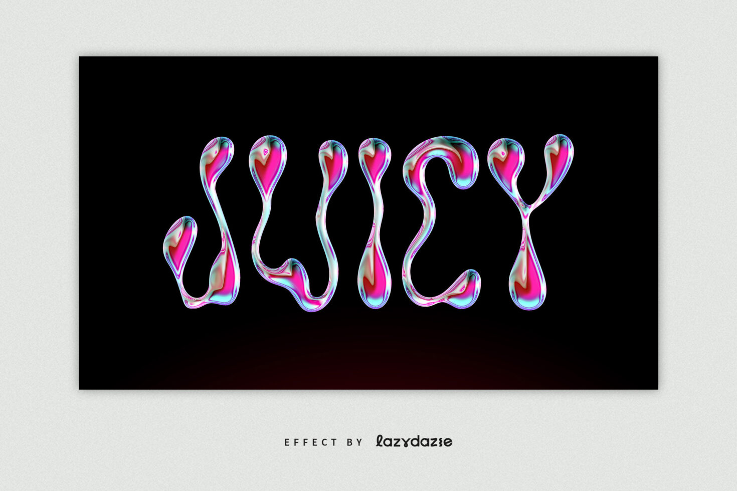 Swirly liquid metal USICY letters in magenta cyan with glossy chrome shine