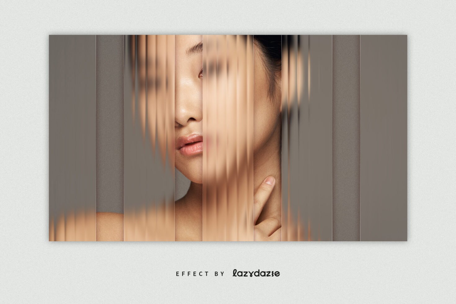 Blurred vertical stripe effect on portrait of a woman, perfect for graphic design, photo editing and creative manipulation. Ideal for designers seeking textures.