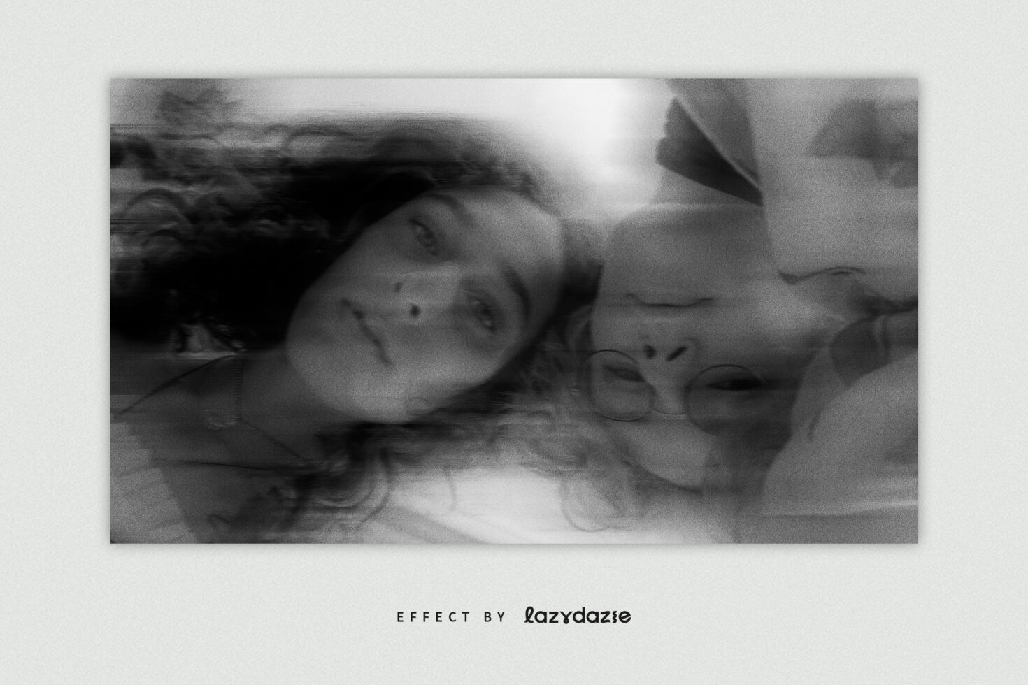Abstract black and white image of two blurred faces with motion effect. Ideal for designers interested in graphics and artistic photo effects.